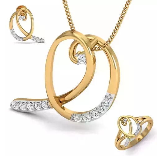 Women ring earrings pendant 3dm stl render detail 3D print model