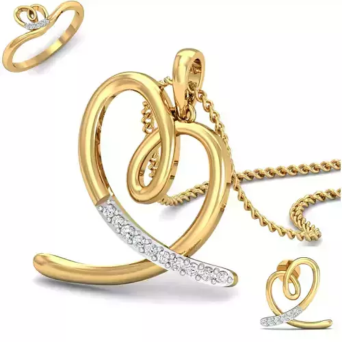 Women ring earrings pendant 3dm stl render detail 3D print model