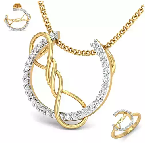 Women ring earrings pendant 3dm stl render detail 3D print model