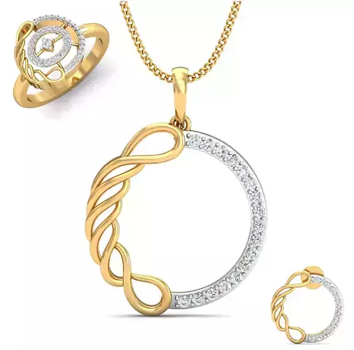 Women ring earrings pendant 3dm stl render detail 3D print model