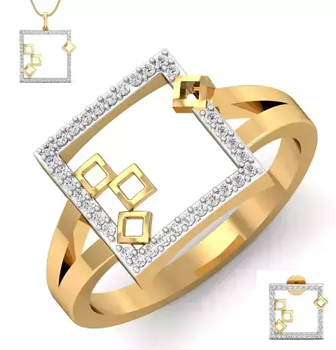 Women ring earrings pendant 3dm stl render detail 3D print model 3D print model