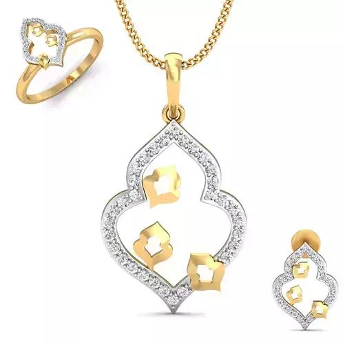 Women ring earrings pendant 3dm stl render detail 3D print model