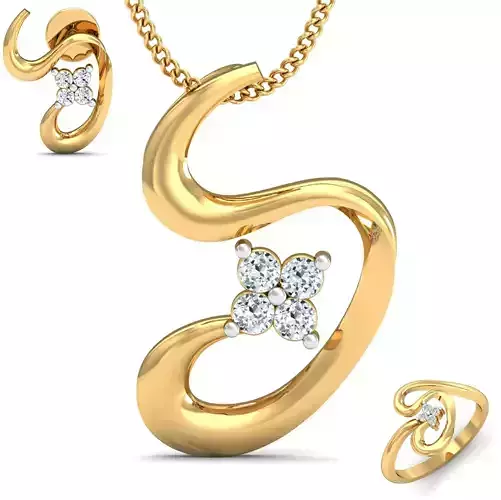 Women ring earrings pendant 3dm stl render detail 3D print model