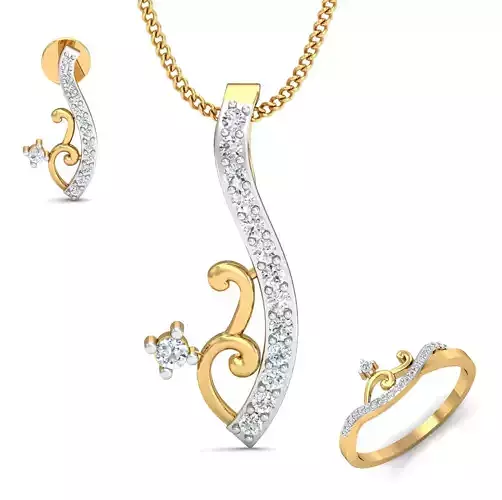 Women ring earrings pendant 3dm stl render detail 3D print model