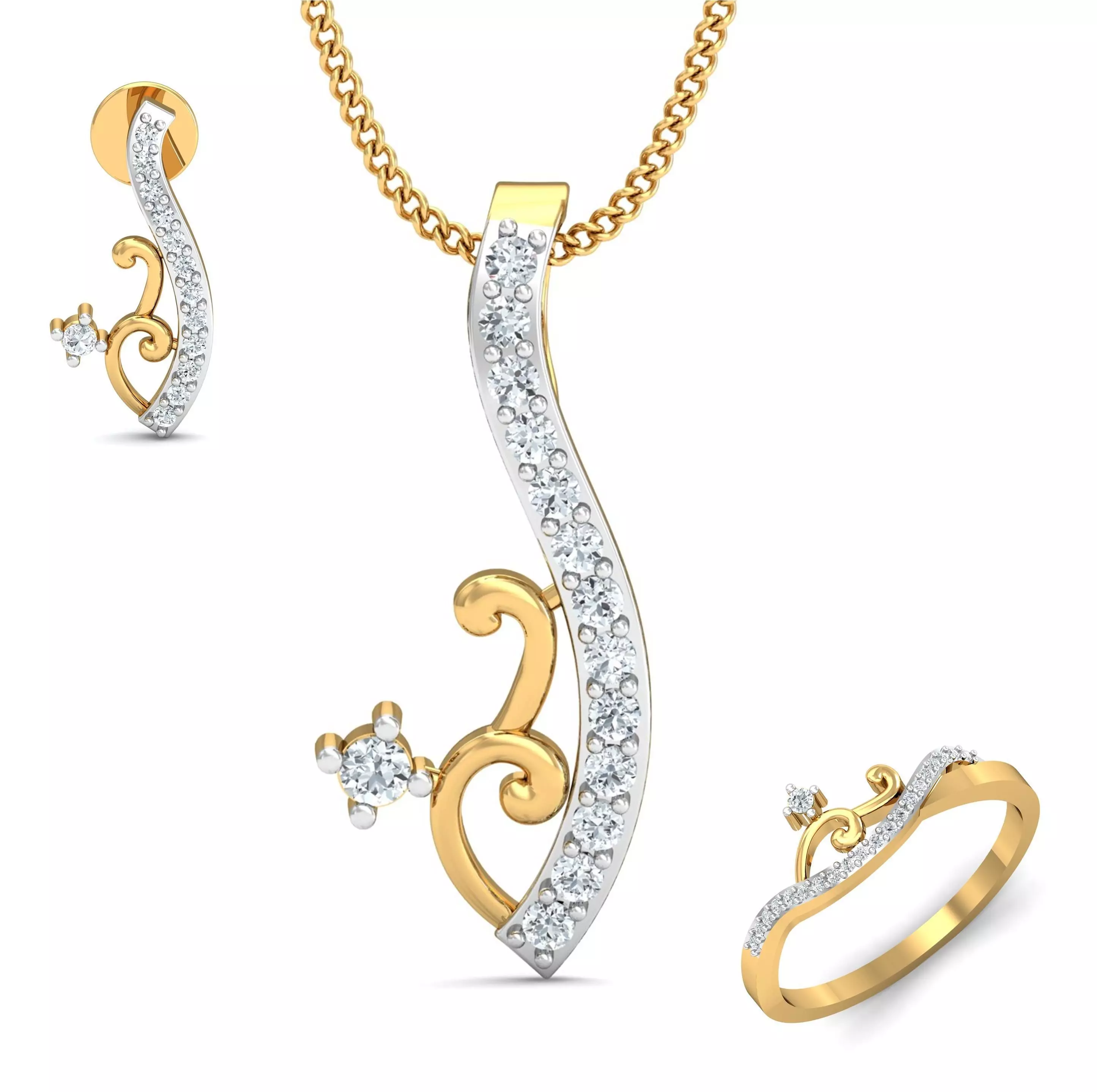 Women ring earrings pendant 3dm stl render detail 3D print model 3D print model_0