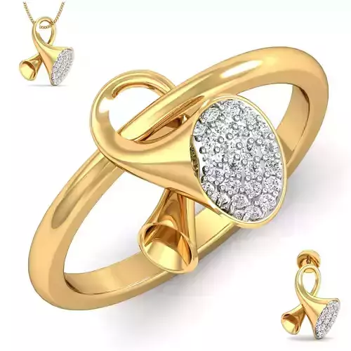 Women ring earrings pendant 3dm stl render detail 3D print model