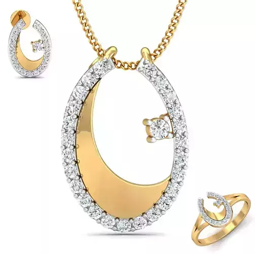 Women ring earrings pendant 3dm stl render detail 3D print model