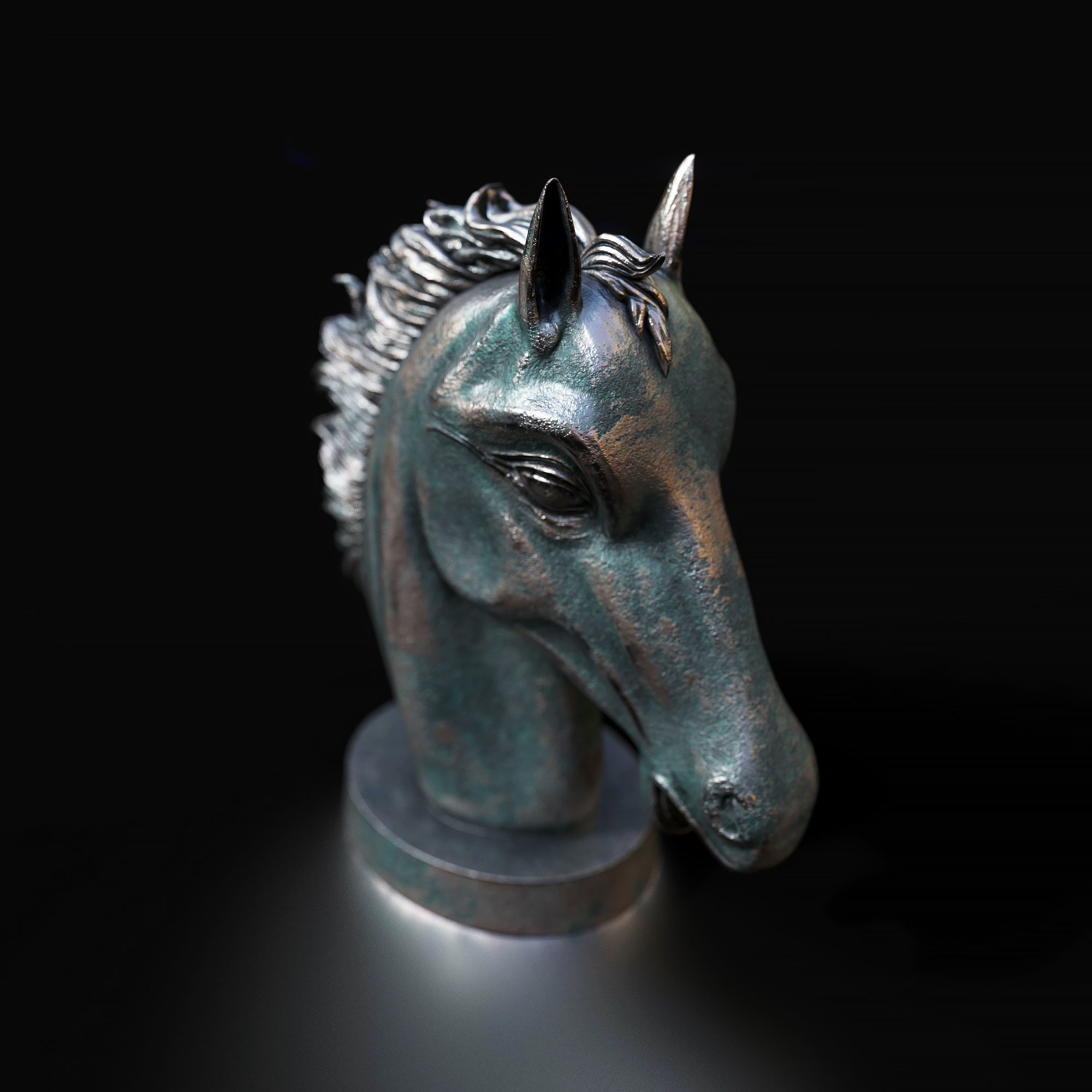 Horse head sculpture Low-poly 3D model_3
