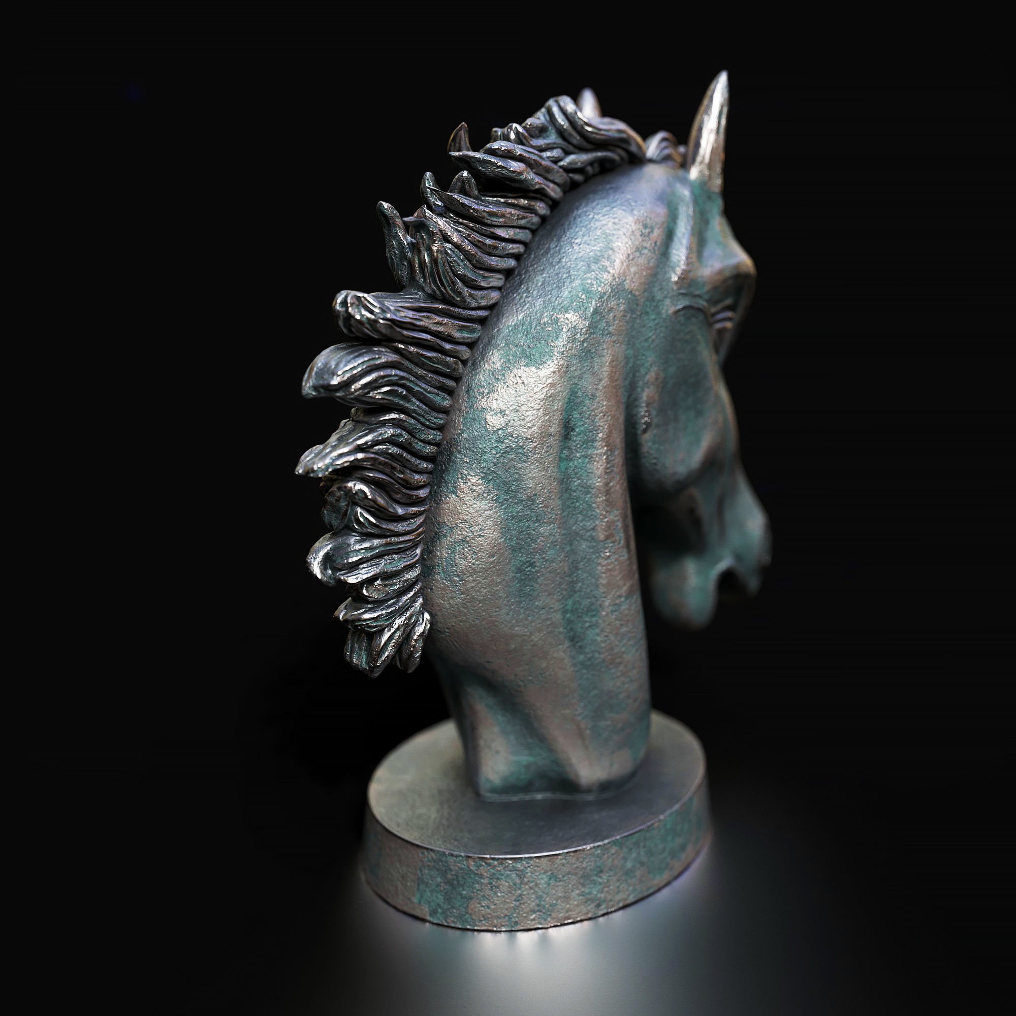 Horse head sculpture Low-poly 3D model_2