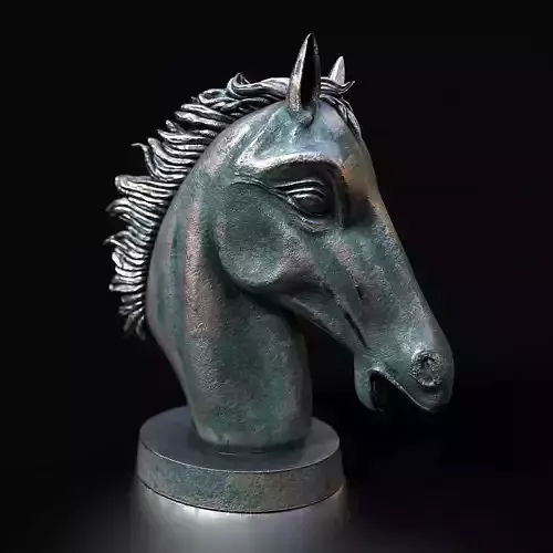 Horse head sculpture Low-poly 3D model