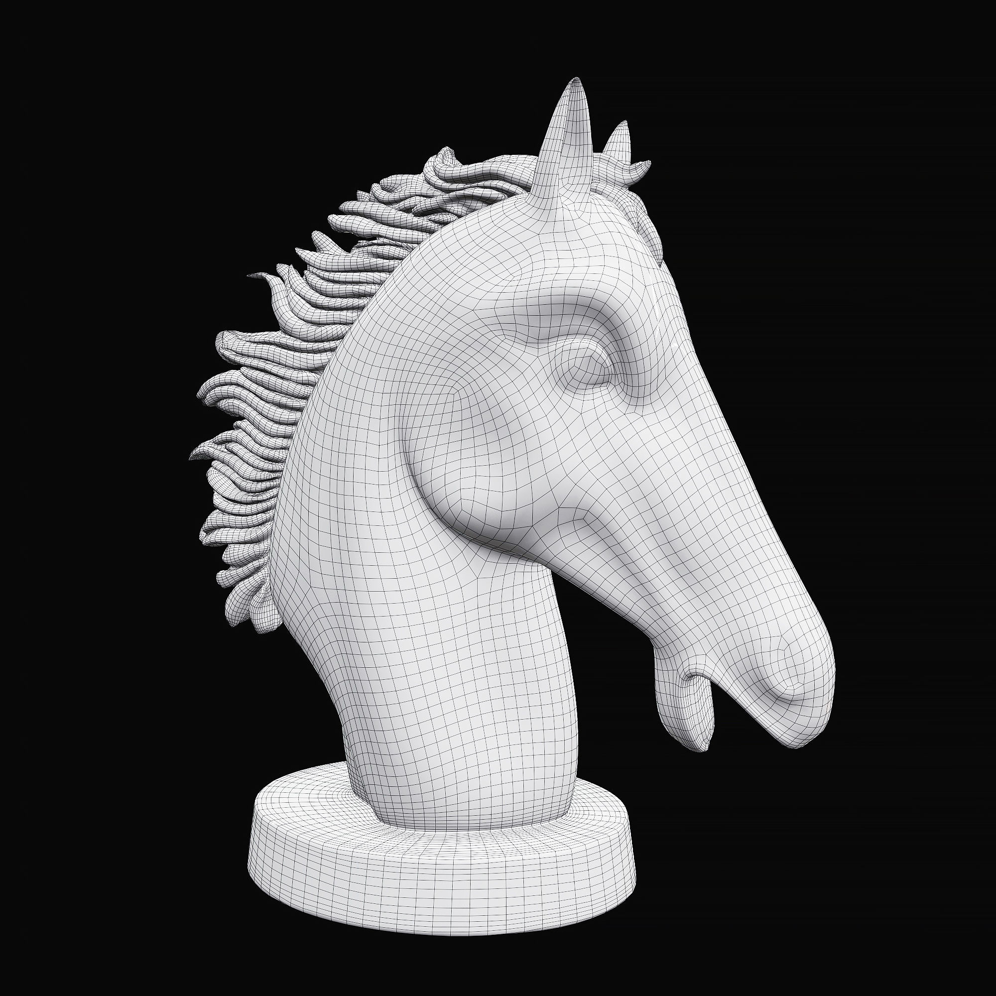 Horse head sculpture Low-poly 3D model_5