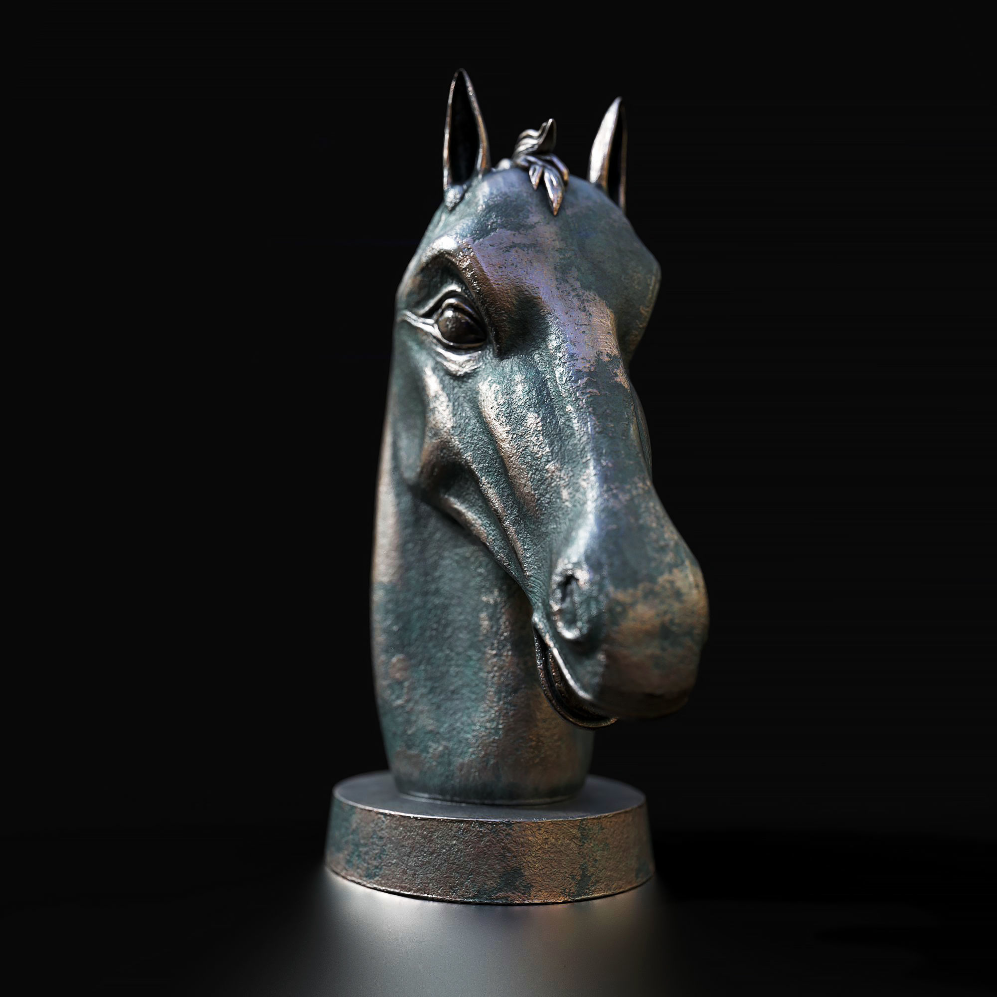 Horse head sculpture Low-poly 3D model_4