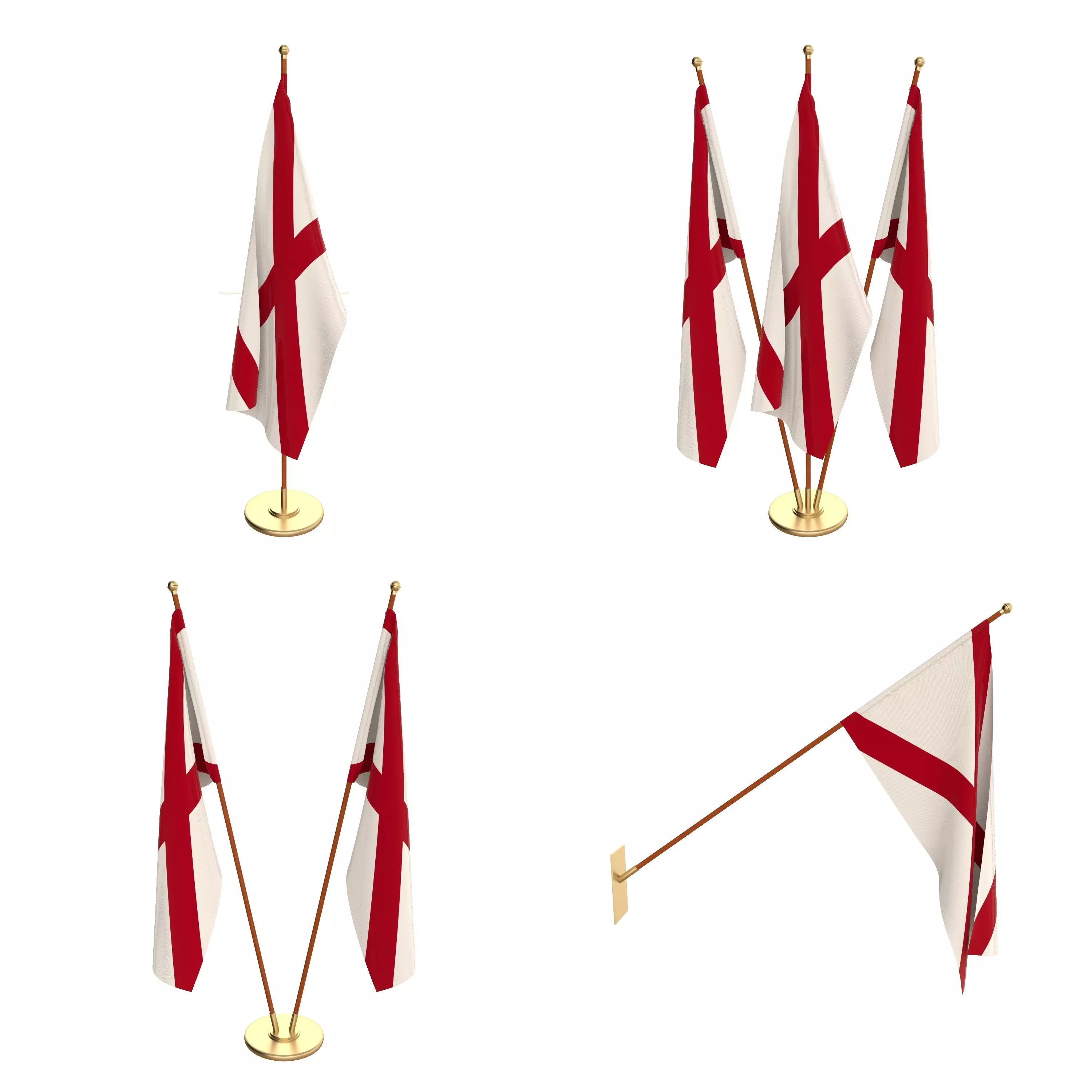 Alabama Flag Pack 3D model_0