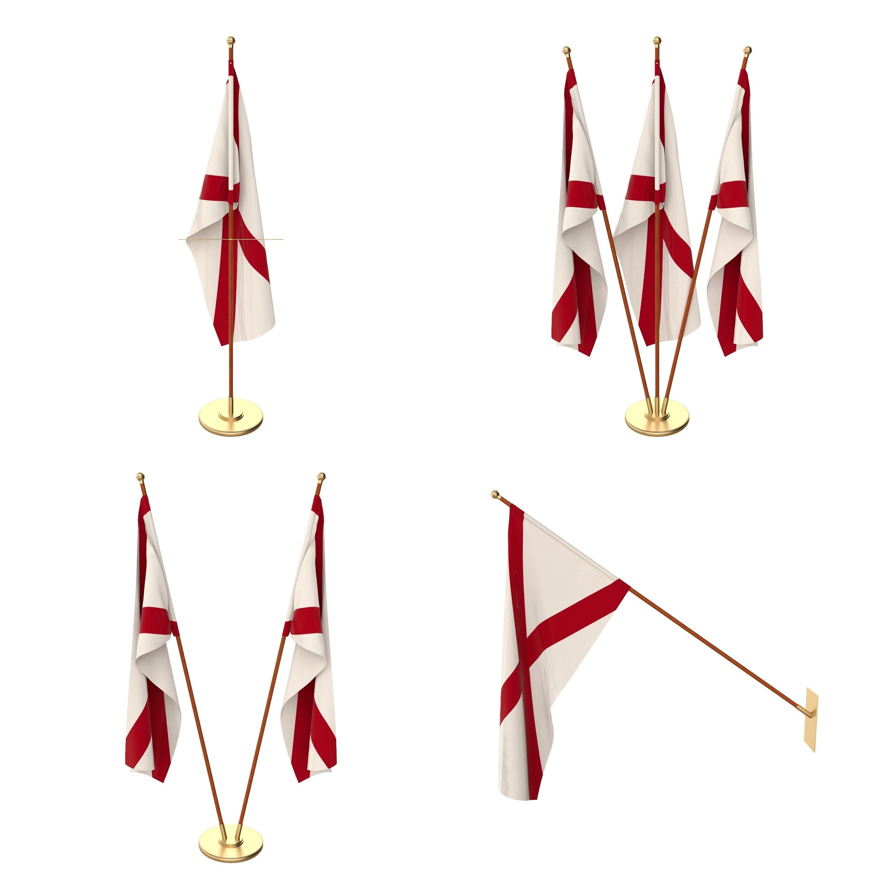 Alabama Flag Pack 3D model_1