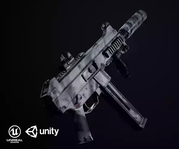 UMP 45 PBR Low-poly 3D model