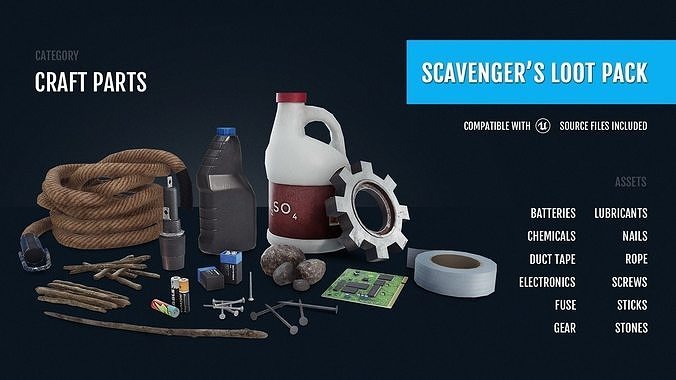 Scavengers Loot Pack - Craft Parts Low-poly 3D model