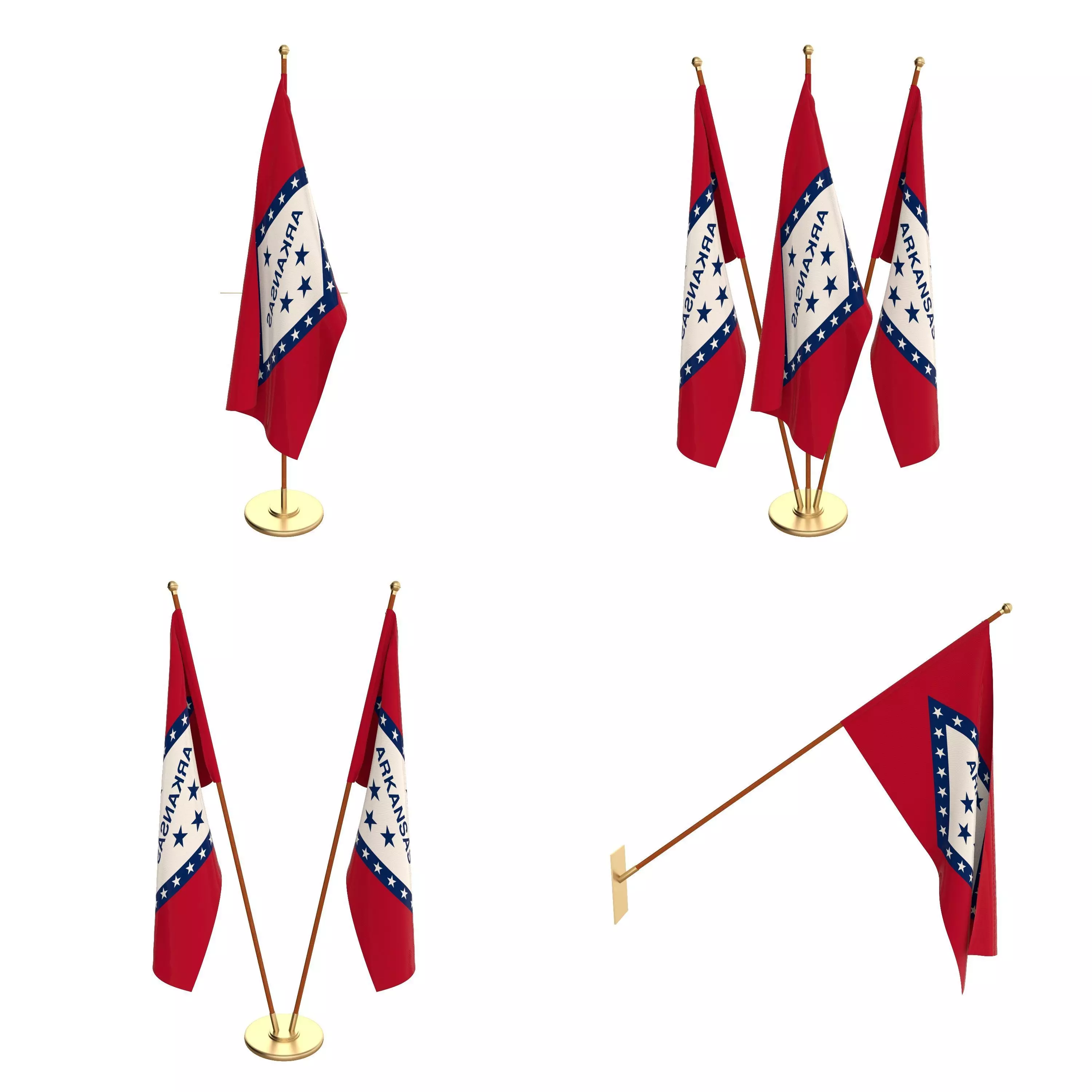 Arkansas Flag Pack 3D model_0