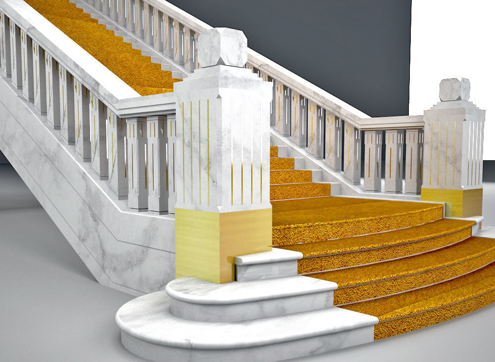 Stairs gold stairway 3D model_1