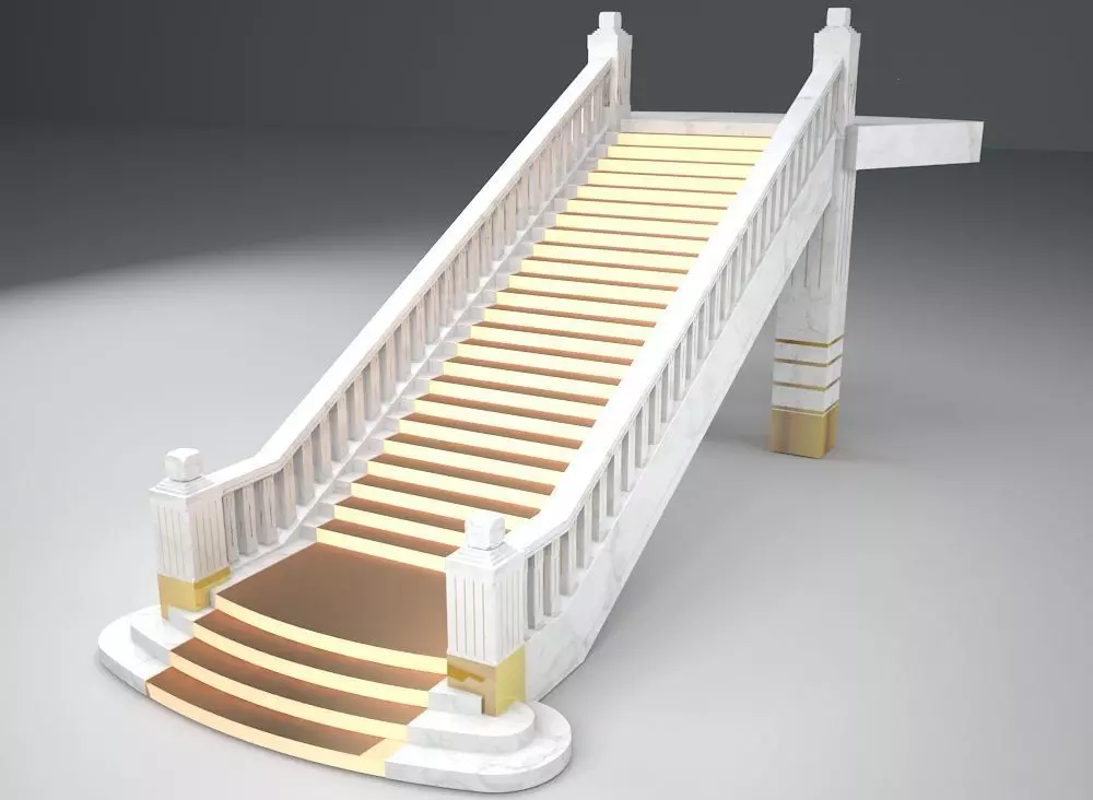 Stairs gold stairway 3D model_0