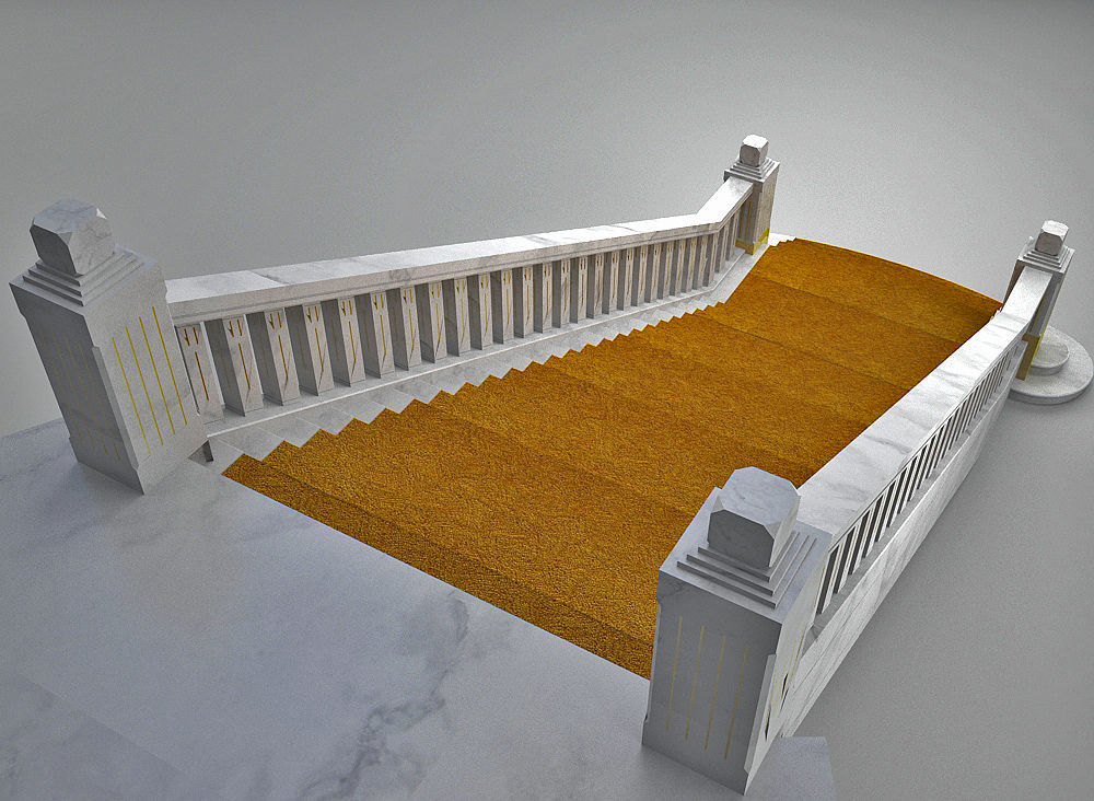 Stairs gold stairway 3D model_4