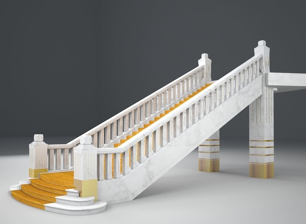 Stairs gold stairway 3D model_5