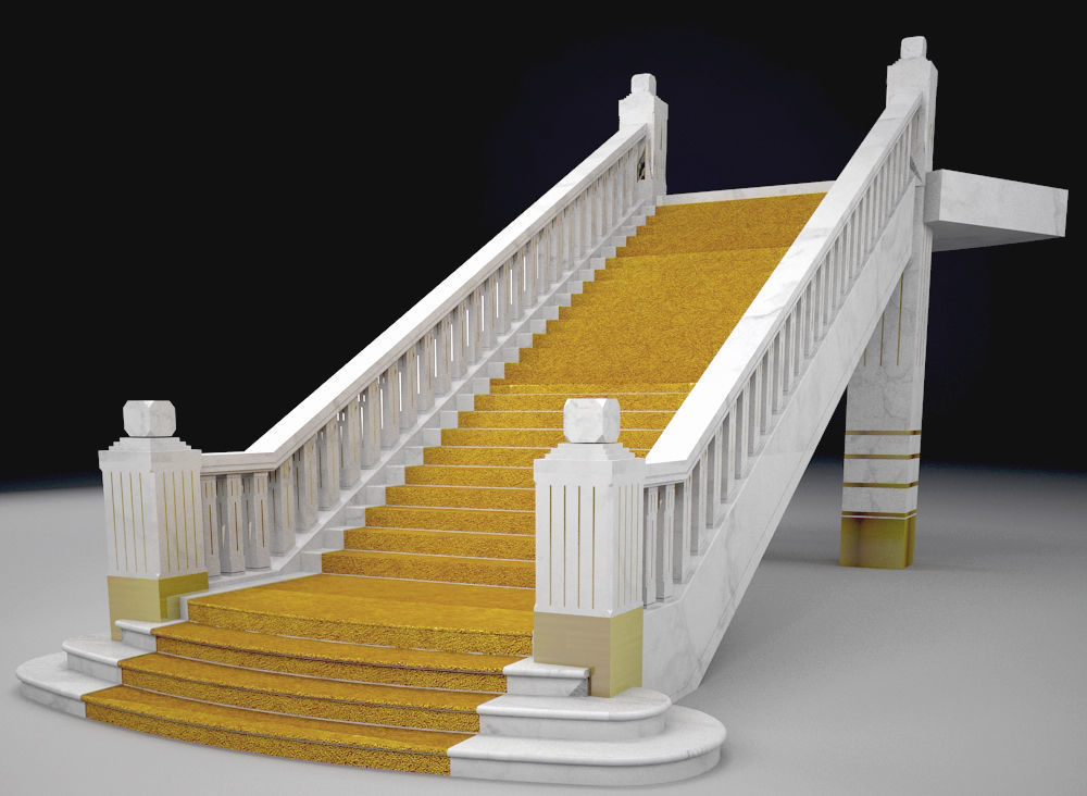 Stairs gold stairway 3D model_2