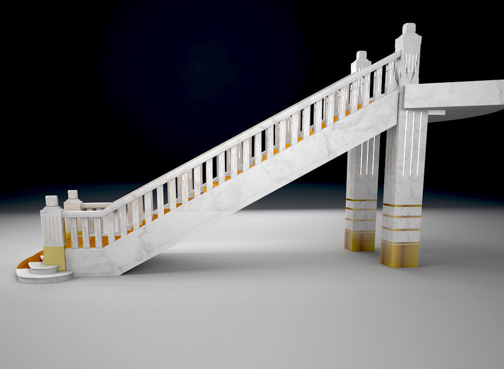 Stairs gold stairway 3D model_3