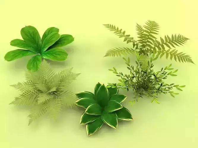 Bush 5in1 Low-poly 3D model