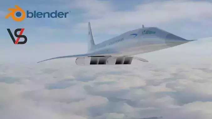 Tupolev 144D Low-poly 3D model