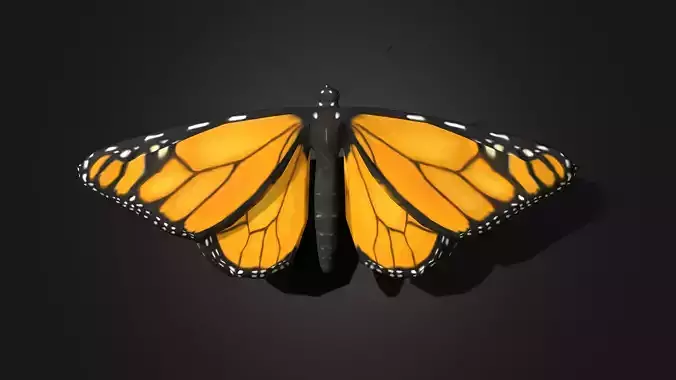 Low poly Monarch Butterfly  -  Animated Low-poly 3D model