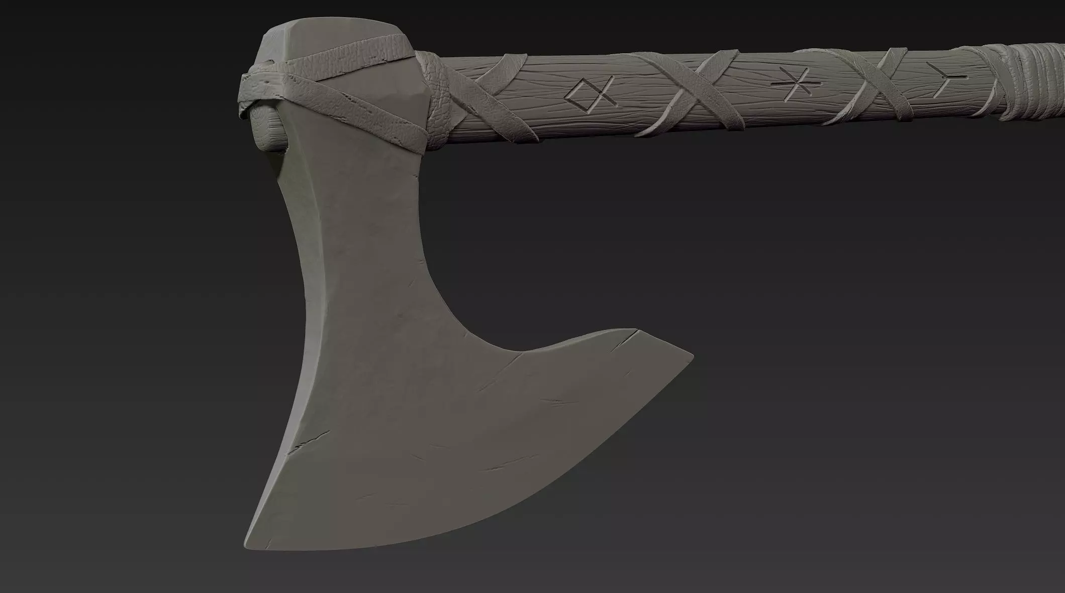 3d Print Ready Viking Axe 3D model_0