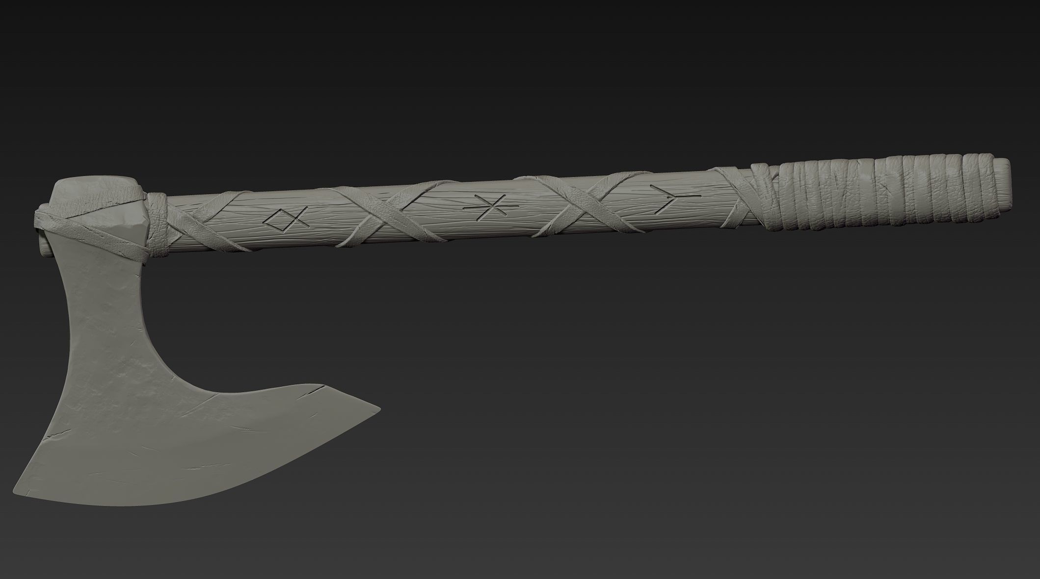 3d Print Ready Viking Axe 3D model_4