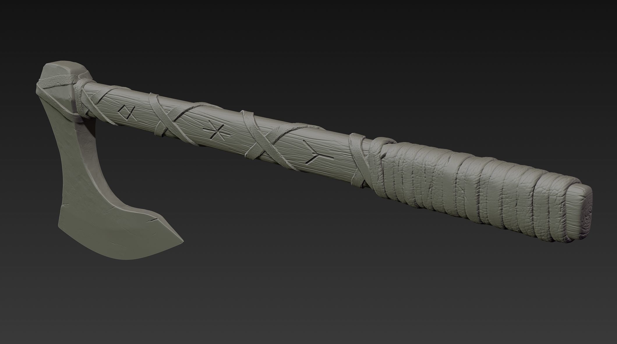 3d Print Ready Viking Axe 3D model_2