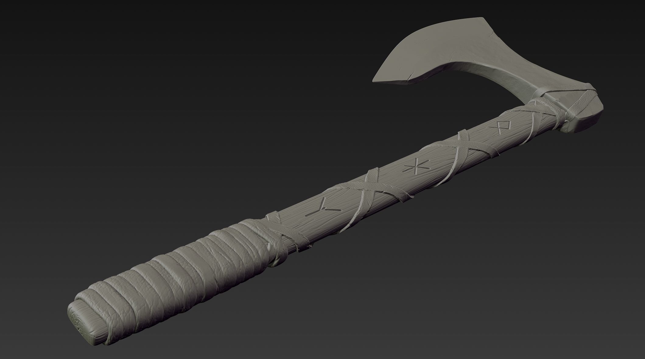 3d Print Ready Viking Axe 3D model_7