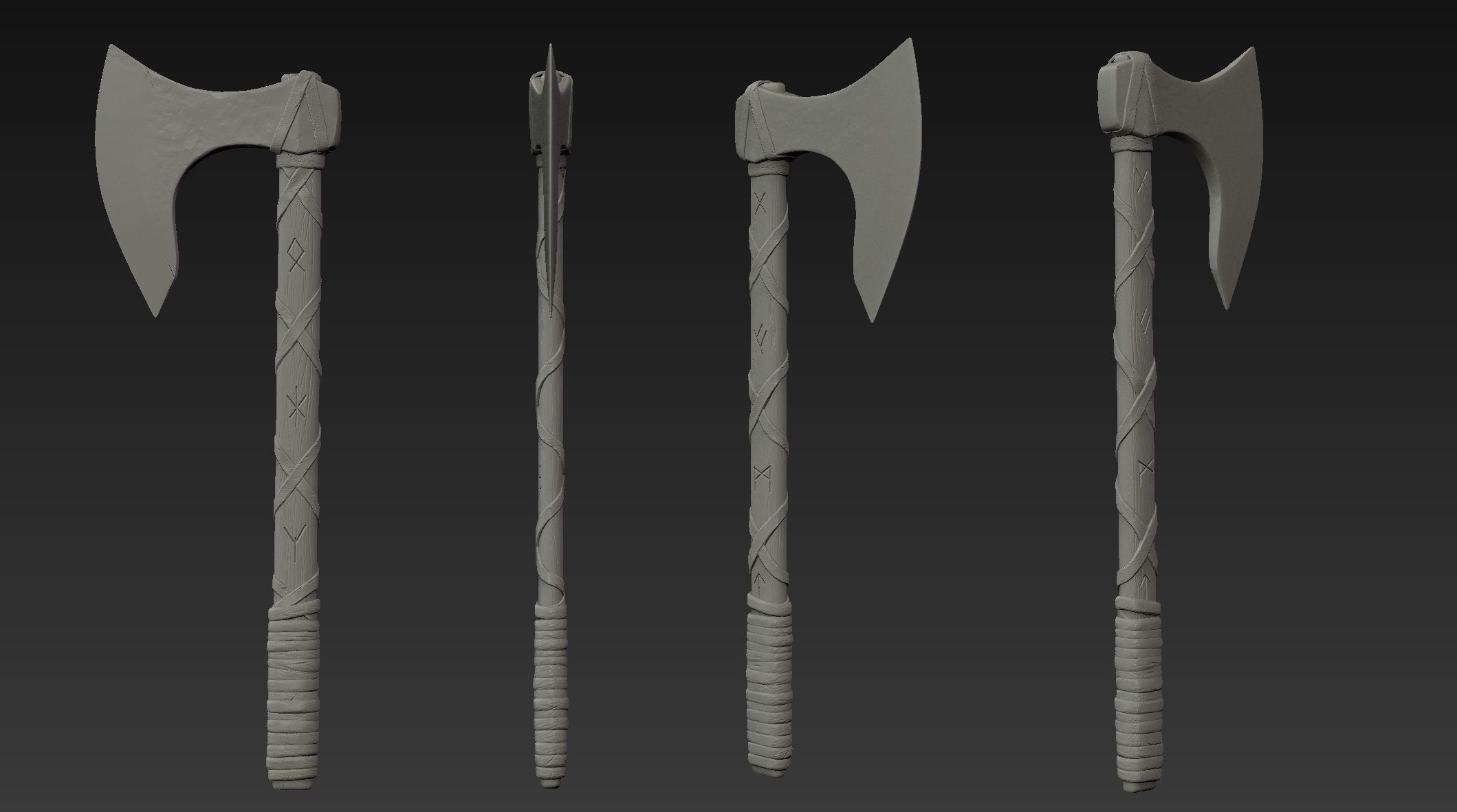 3d Print Ready Viking Axe 3D model_10