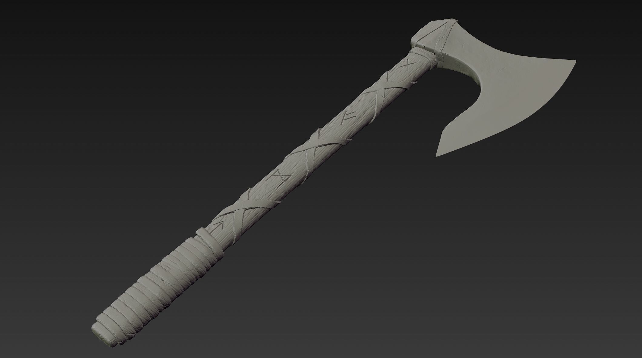 3d Print Ready Viking Axe 3D model_6