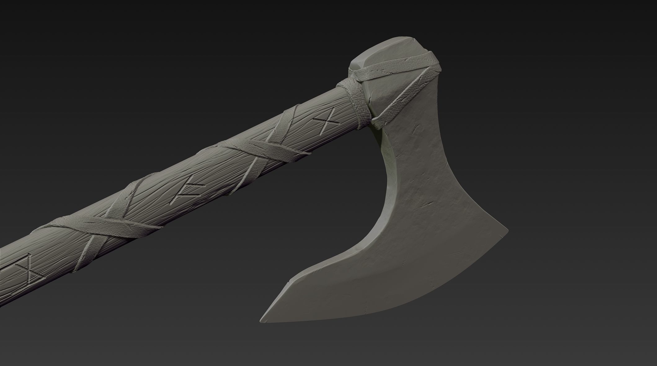 3d Print Ready Viking Axe 3D model_3