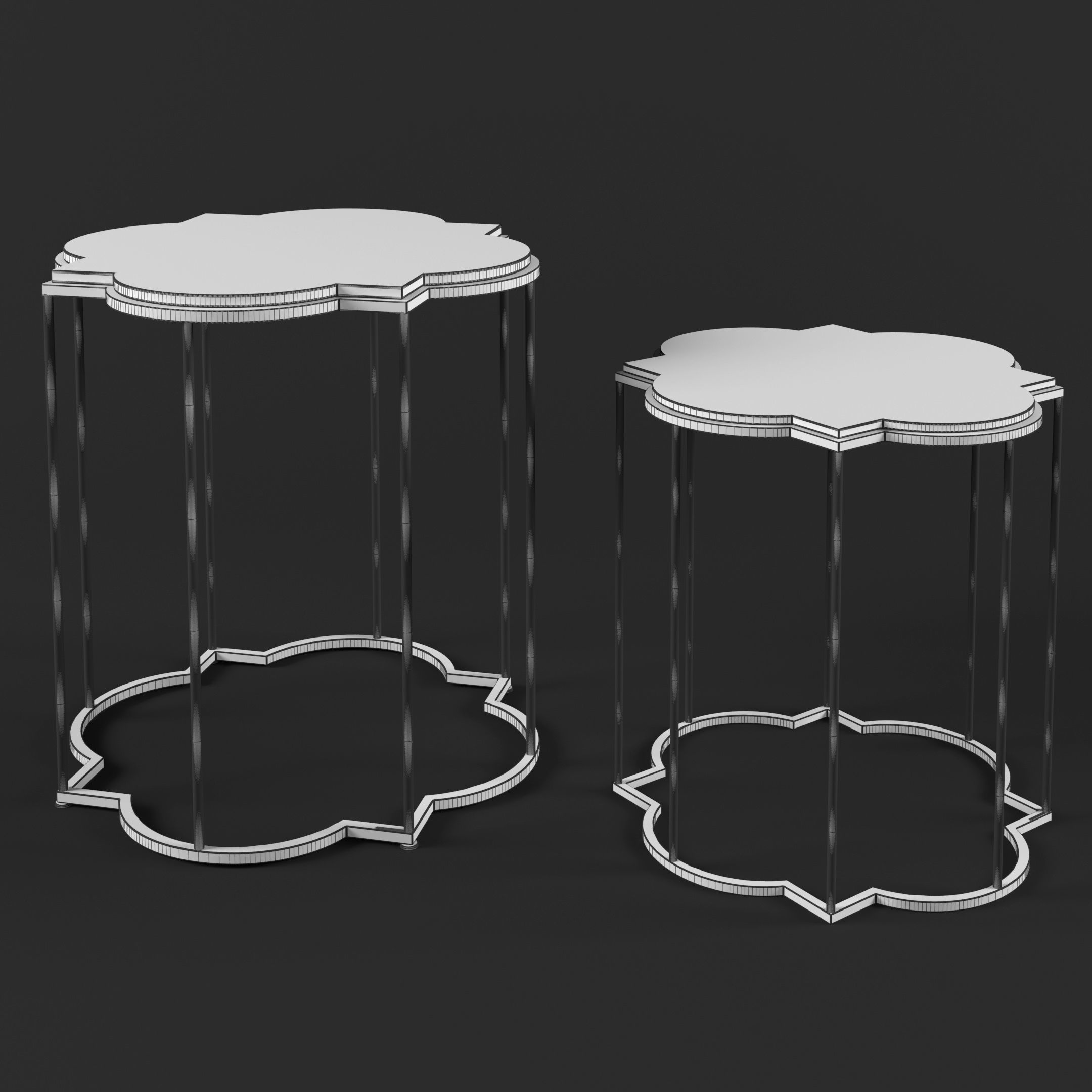 arabesque-side-tables-set two side tables with gold frames an... 3D model_1