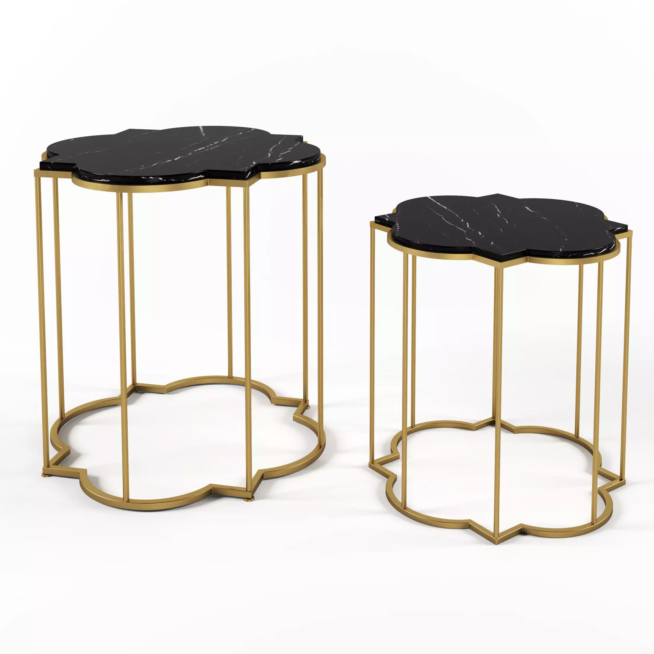 arabesque-side-tables-set two side tables with gold frames an... 3D model_0