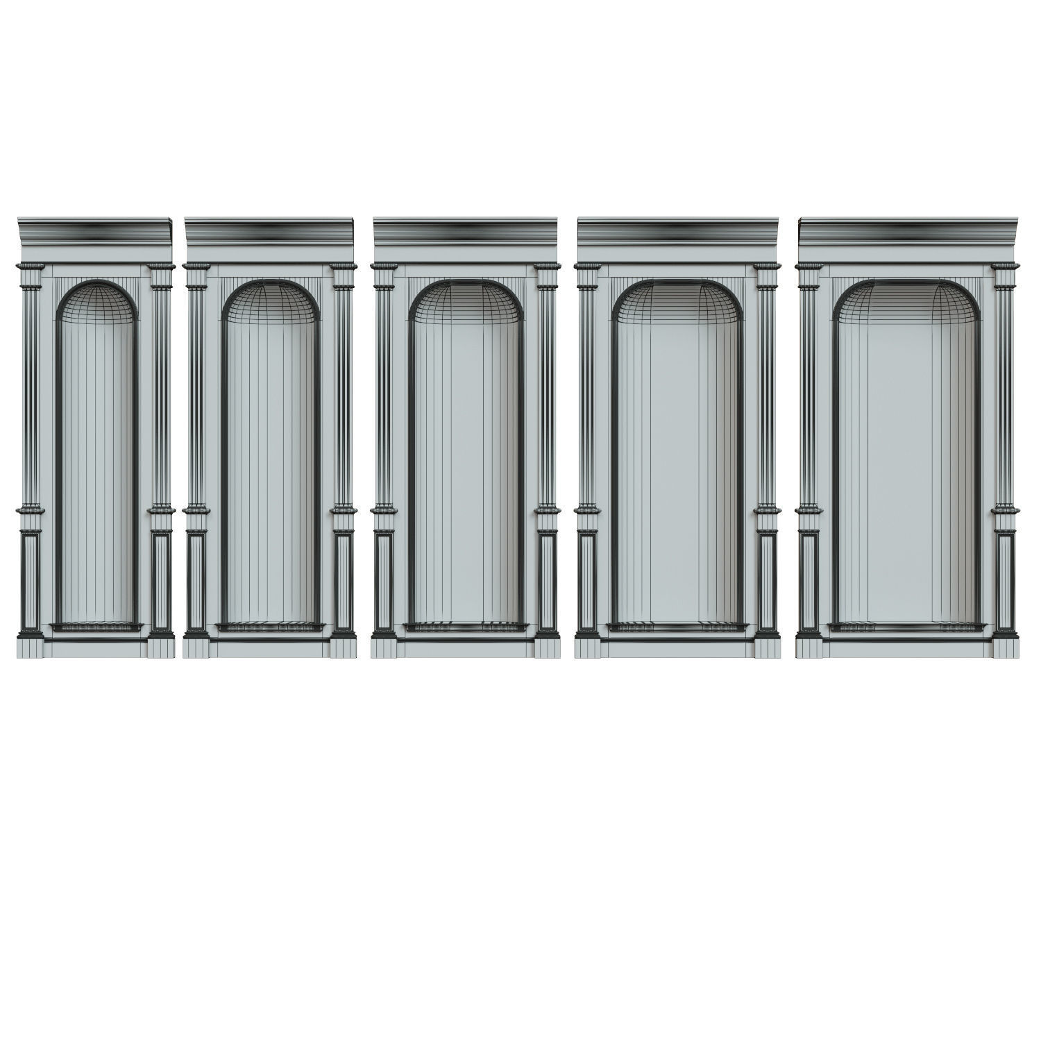 Wood panel niche 020 Low-poly 3D model_6