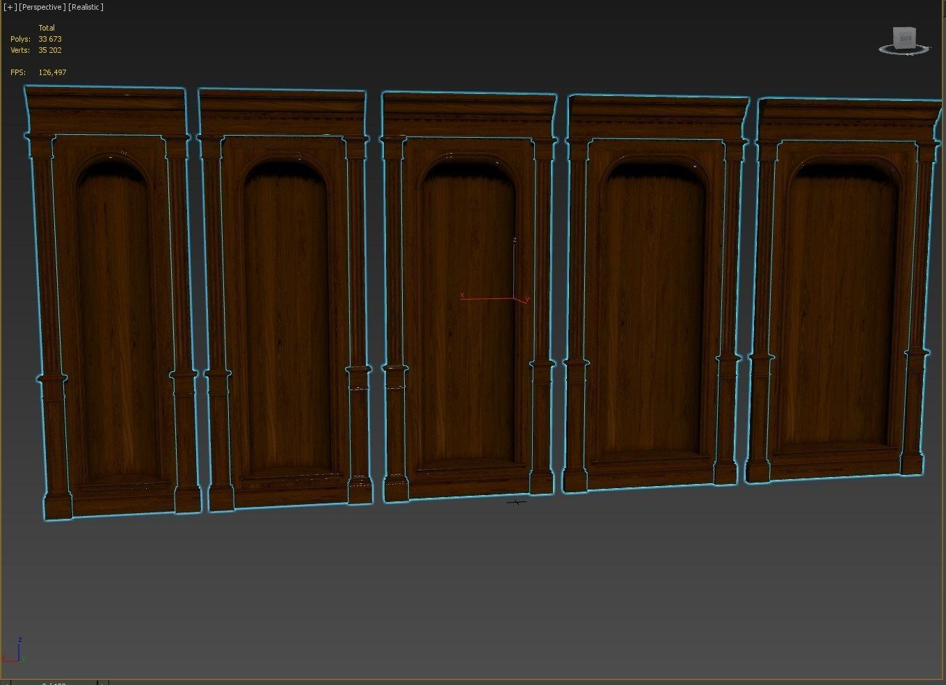 Wood panel niche 020 Low-poly 3D model_13