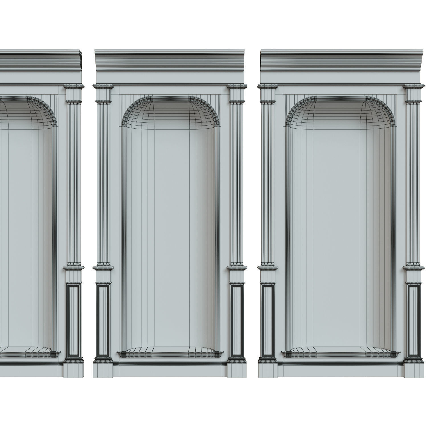 Wood panel niche 020 Low-poly 3D model_10