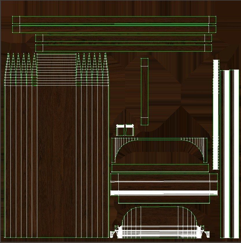 Wood panel niche 020 Low-poly 3D model_14