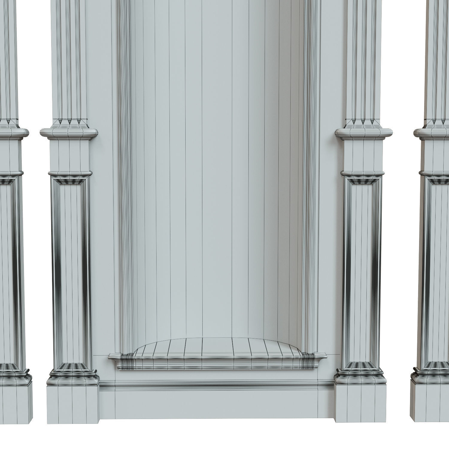 Wood panel niche 020 Low-poly 3D model_7