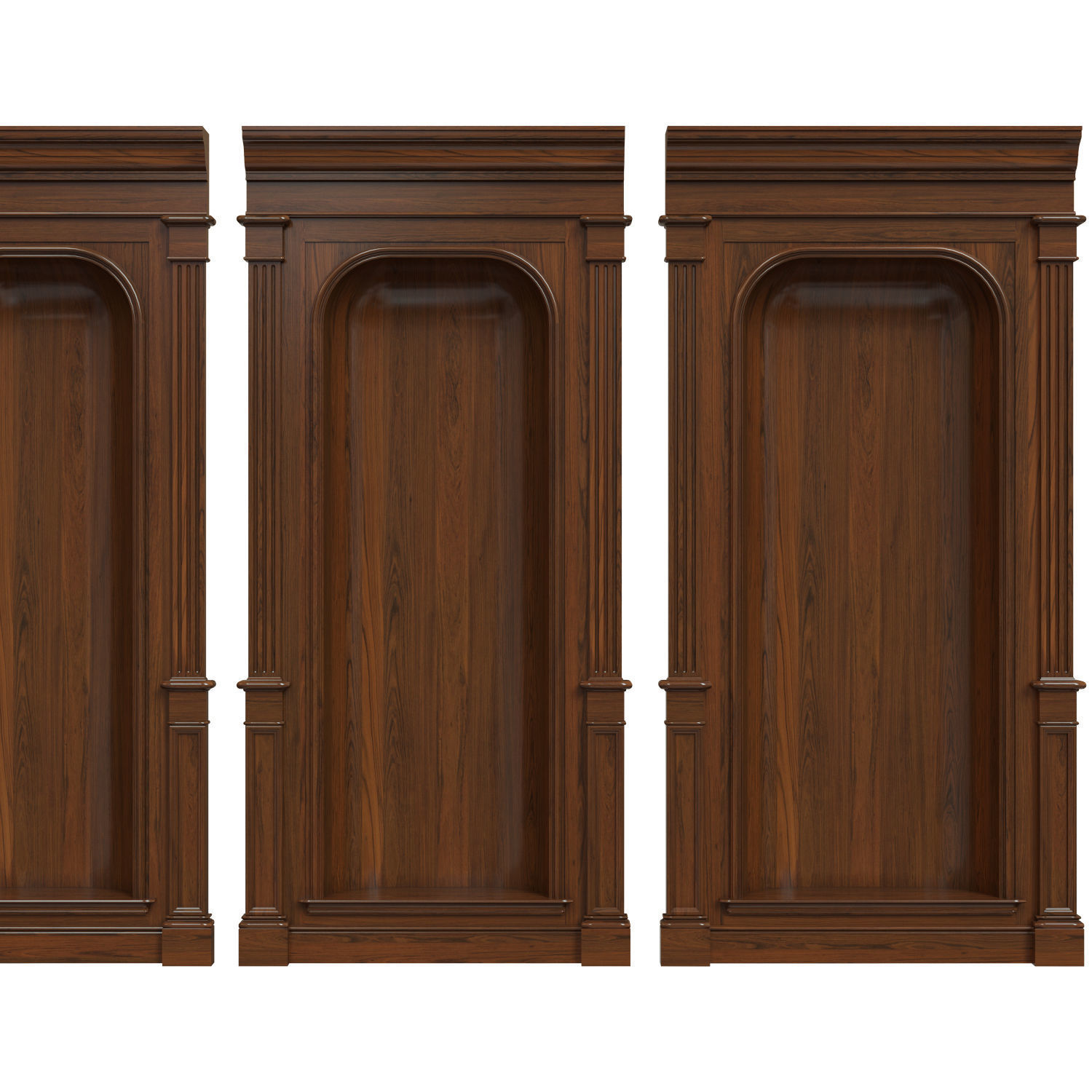 Wood panel niche 020 Low-poly 3D model_2