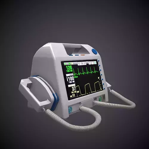 Low-poly Defibrillator ecg monitor - ecg monitor