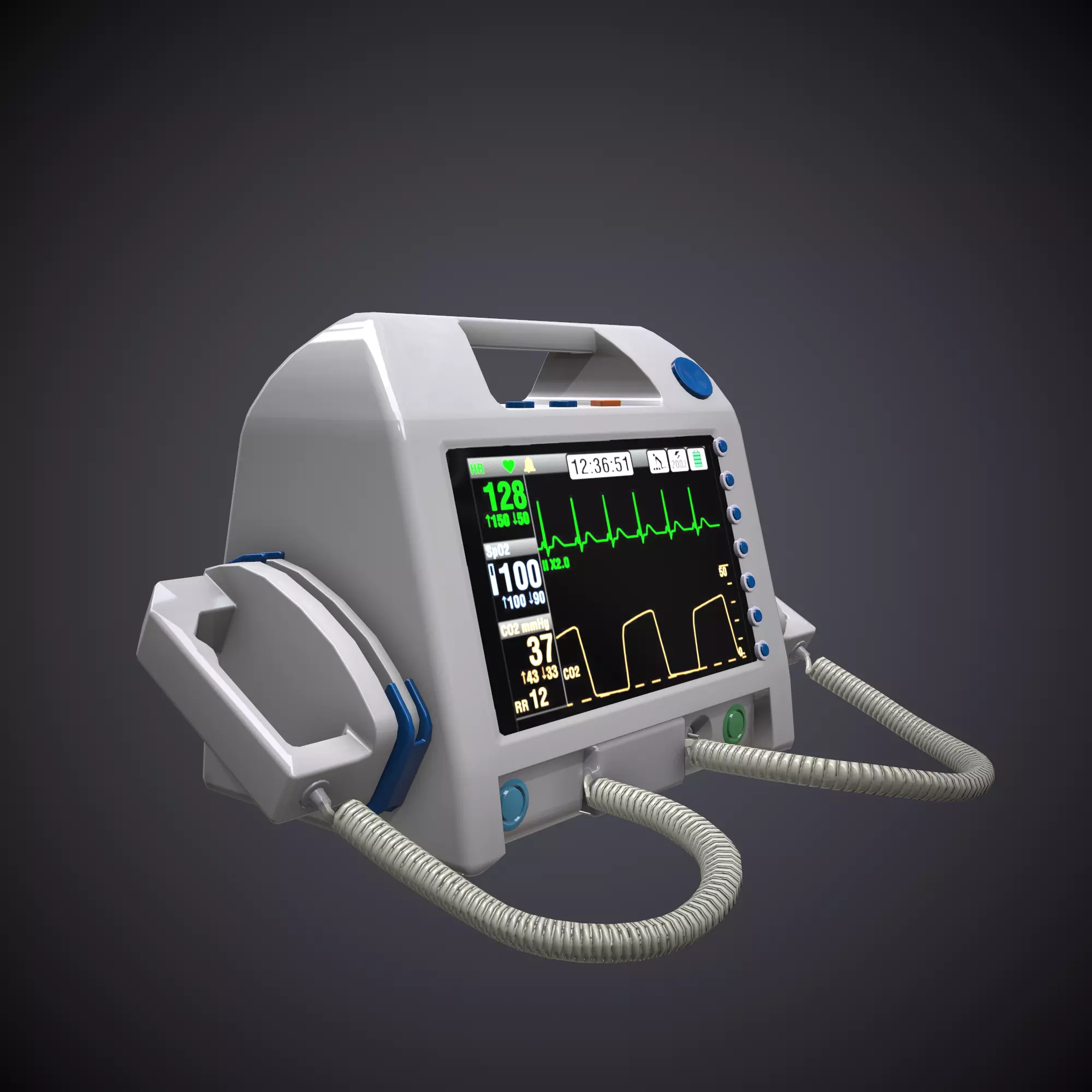 Low-poly Defibrillator ecg monitor - ecg monitor Low-poly 3D model_0