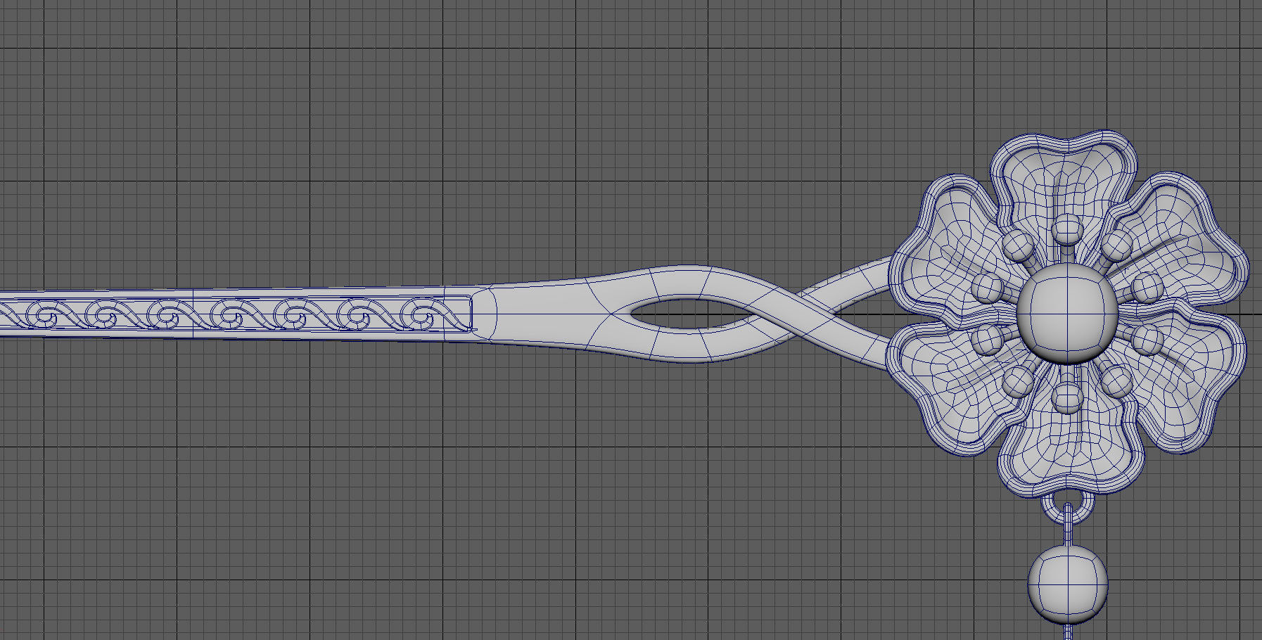 Chinese Traditional Flower Golden Hairstick-Hair Pin-Accessories Low-poly 3D model_9