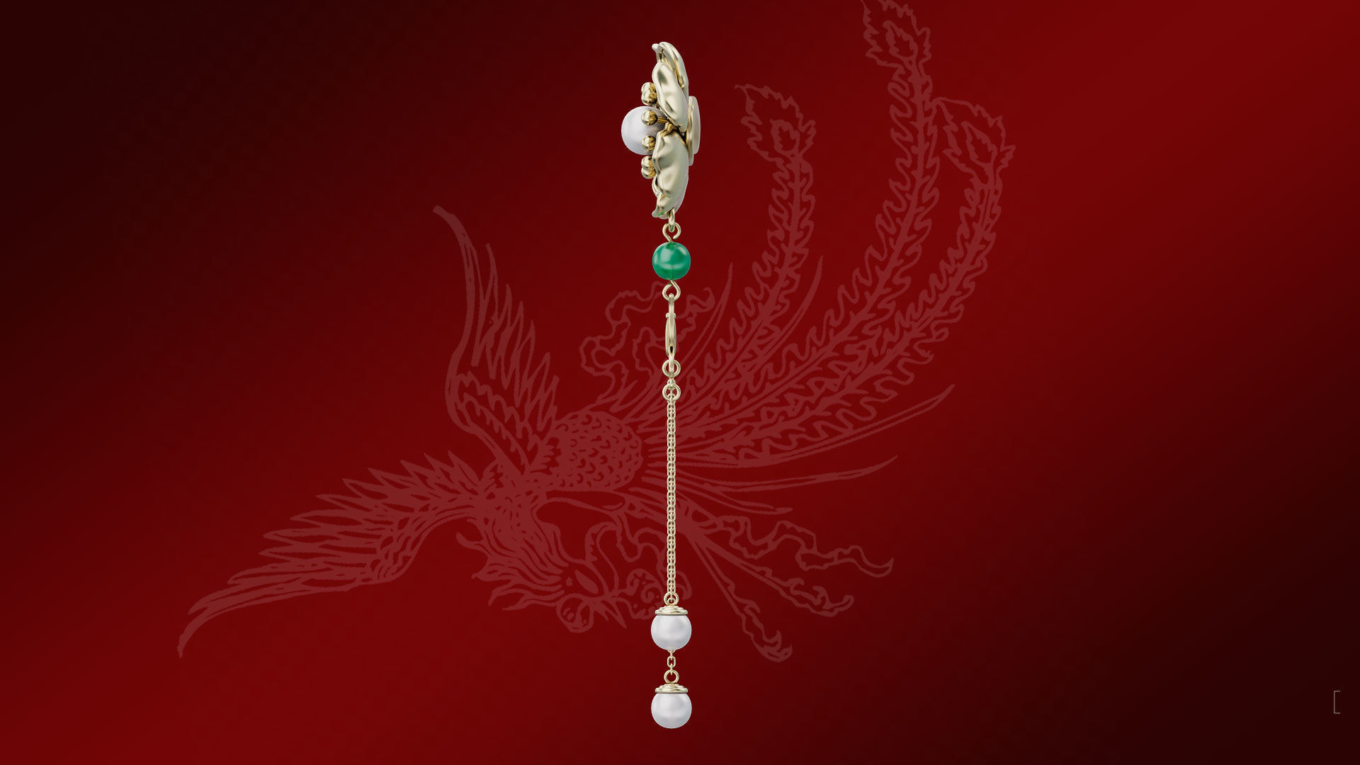 Chinese Traditional Flower Golden Hairstick-Hair Pin-Accessories Low-poly 3D model_4