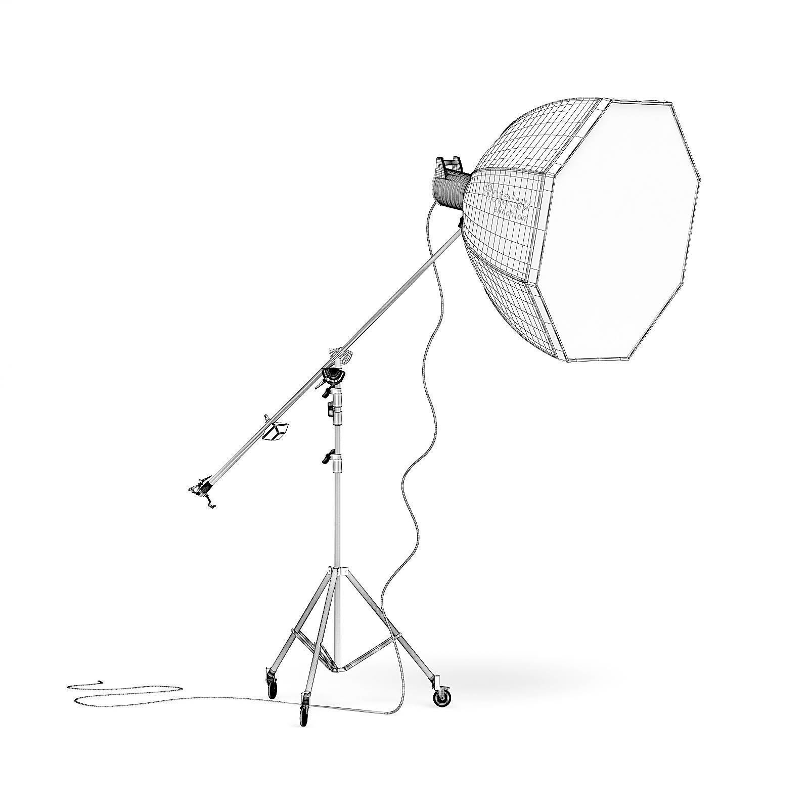 Studio Boom Arm with Softbox 3D Model 3D model_1